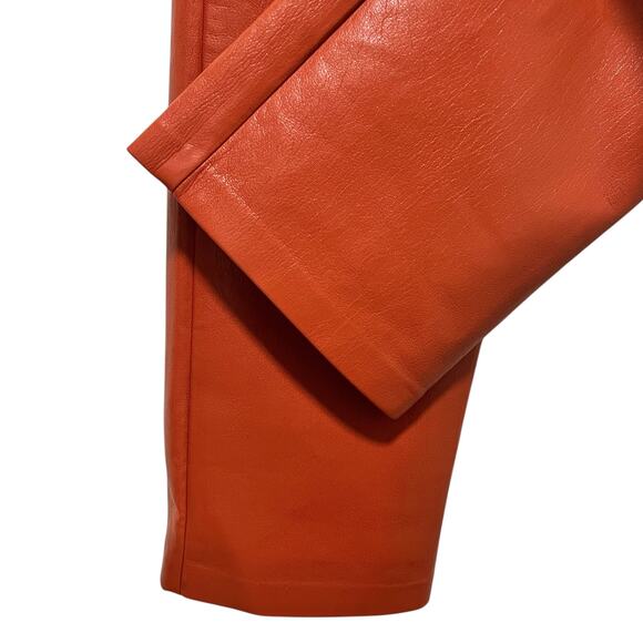Aritzia Wilfred Melina High-Waisted Vegan Leather Pants 4 Revel Red Orange - Picture 5 of 6